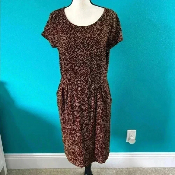 Boden brown Animal Print Phoebe Jersey cotton Dress in size 10P - Picture 2 of 9